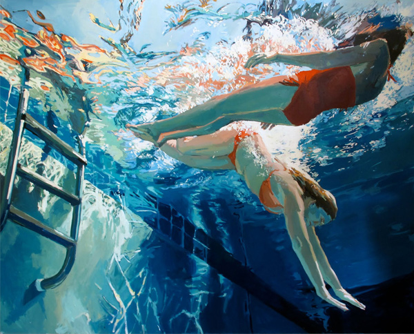 Samantha French painting: Dive in, float