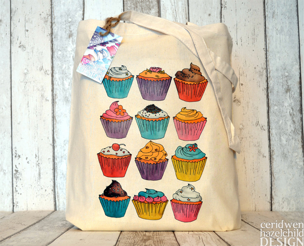 Ceridwen Hazelchild Design - Cupcakes Eco Cotton Tote Bag