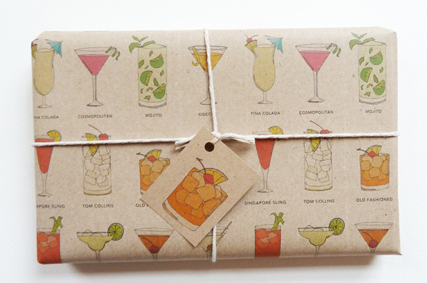 gift wrap - classic cocktails