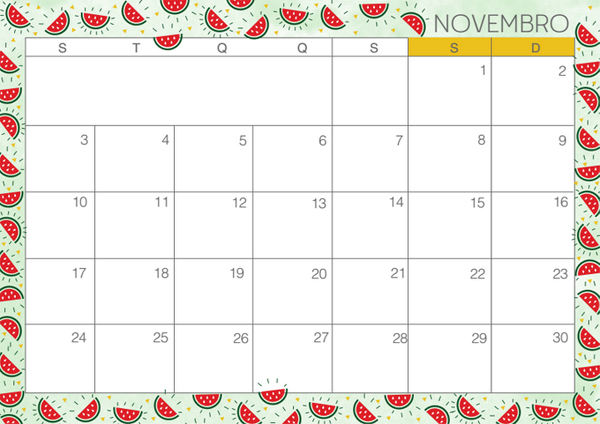 Planejamento mensal - novembro de 2014