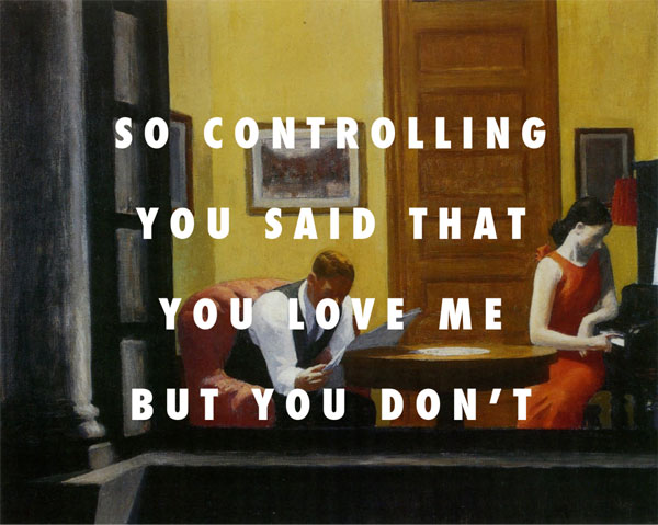 FLY ART - Me, myself, and I in a room in New York (Room in New York (1940), Edward Hopper + Me, Myself & I, Beyonce)