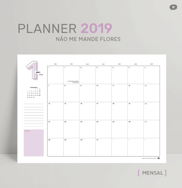 Planner Não Me Mande Flores 2019 - GRATUITO | Planner Semanal - Download no blog 