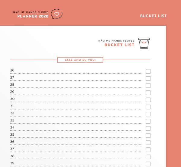 Bucket List 2020 - Não Me Mande Flores | download gratuito / freebie