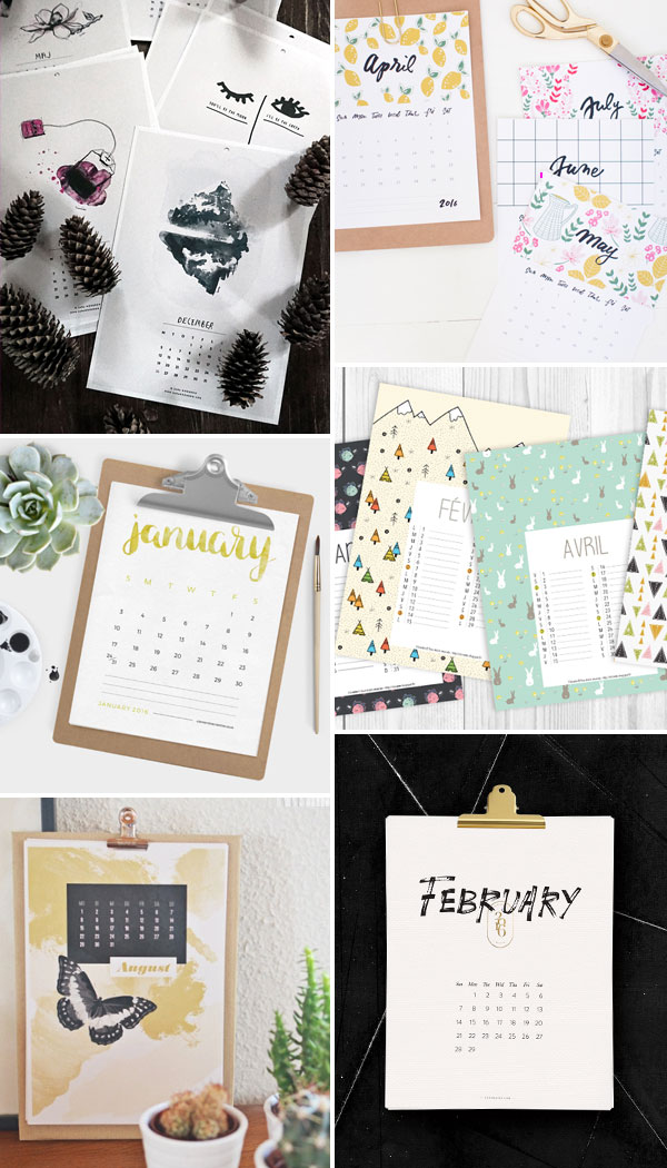 Internet Love: 6 calendarios para 2016 | 6 free printable 2016 calendars | Blog Nao Me Mande Flores