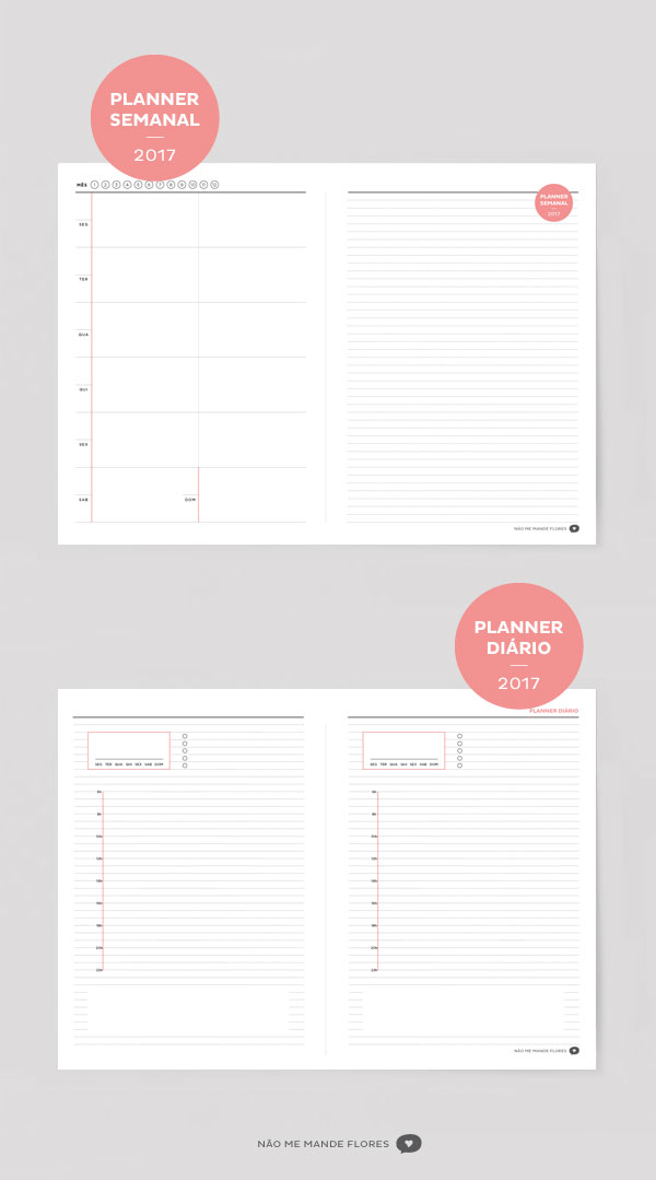 Planner 2017 Semanal e Diario | Nao Me Mande Flores