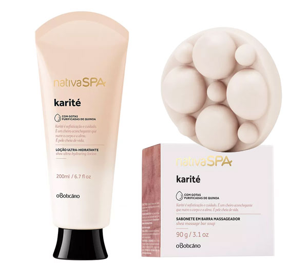 Nativa SPA Karite - O Boticario | Locao Ultra-Hidratante e Sabonete em Barra Massageador