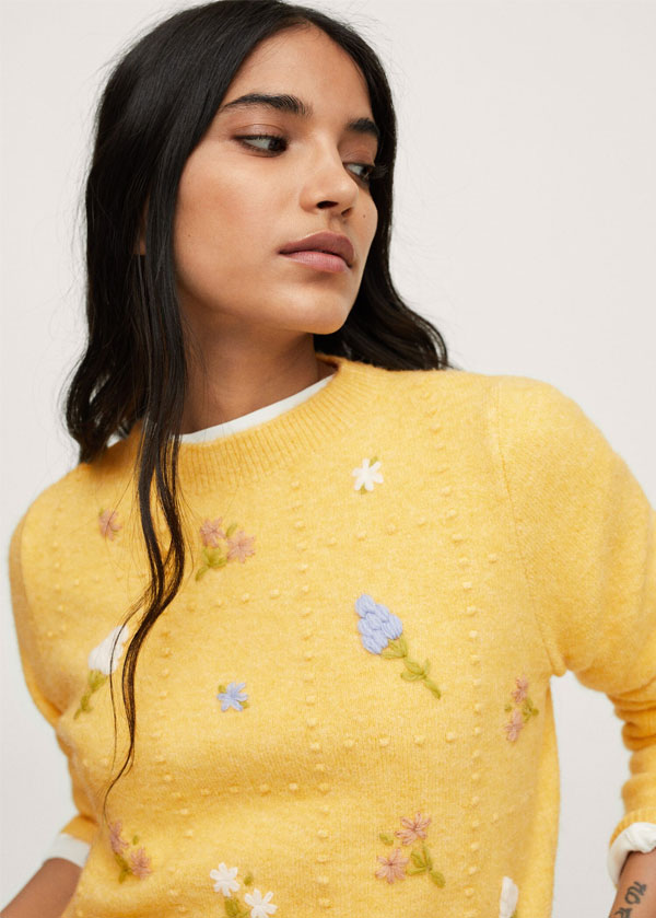 Mango Flowers knit sweater | Bordadinho Mania