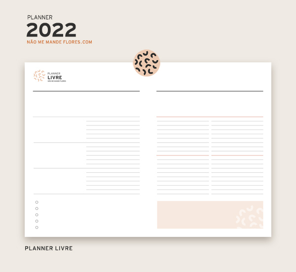 Planner 2022 Livre | Não Me Mande Flores FREEBIE/PRINTABLE