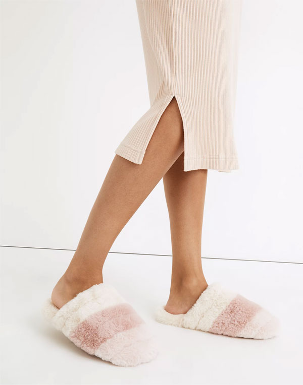Colorblock Quilted Scuff Slippers in Recycled Faux Fur | Madewell