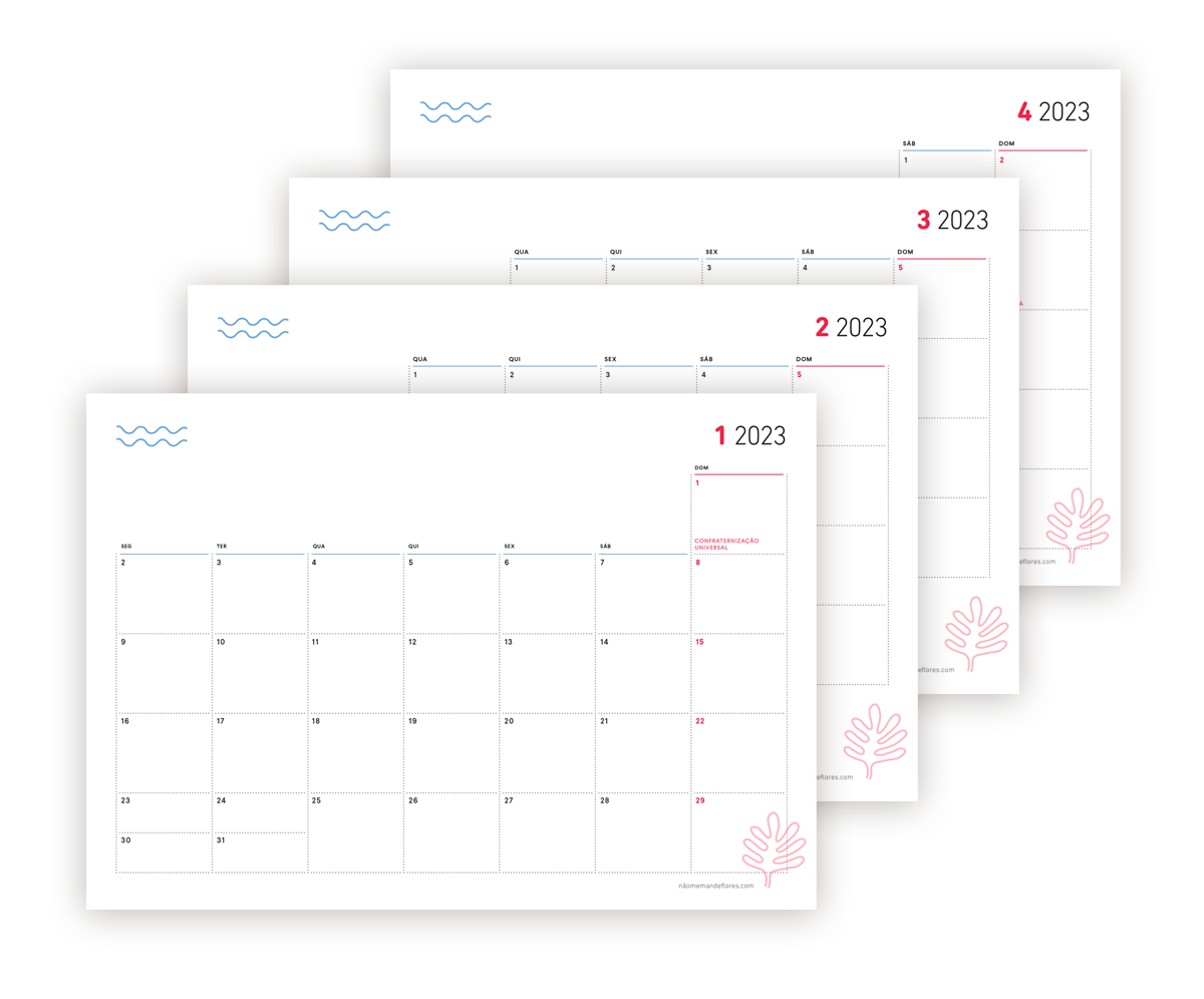 Calendário Mensal 2024 Lettering Fevereiro - Fazendo a Nossa Festa